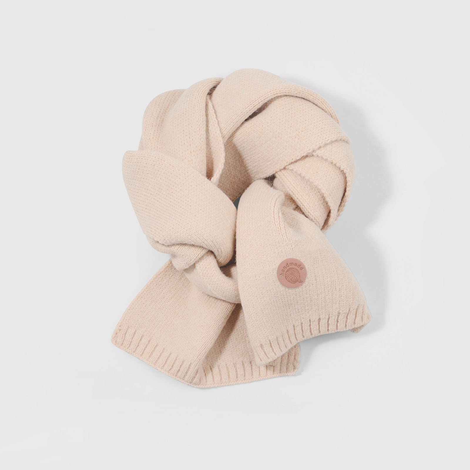 45 Pcs Handmade PU Leather Label Leather Crochet Labels Clothing Hand Made Embossed Tag with Holes Embellishments Knit Leather Tags for Crochet Sewing Clothing Decors (Round)