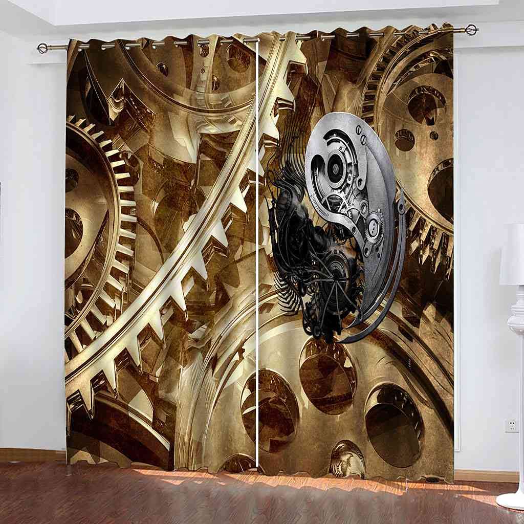 Rideau occultant anti bruit et froid engrenage 3D pour fenêtre salon moderne 200x214