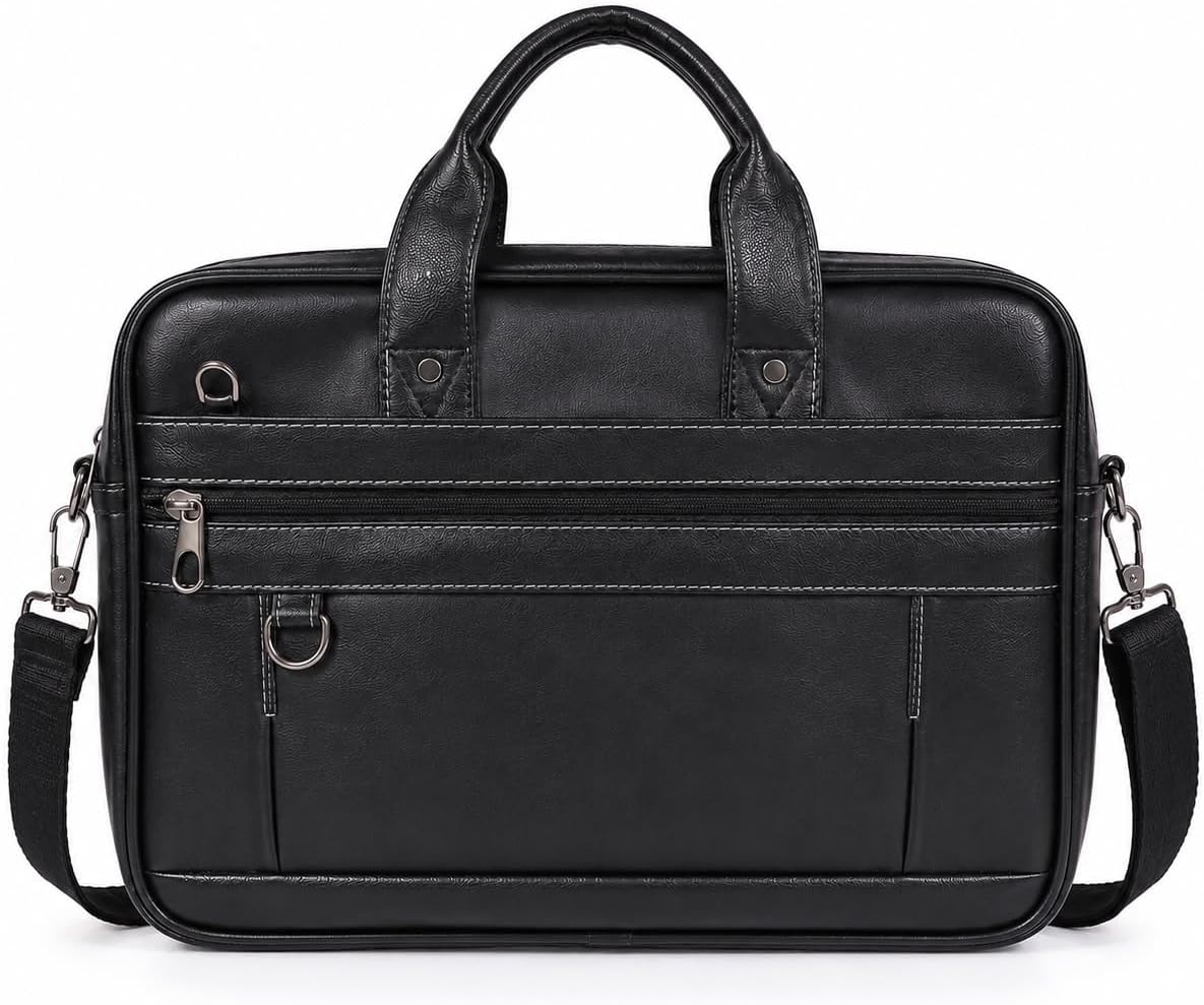 Bolso de cuero para laptop hasta 14 pulgadas, crossbody unisex