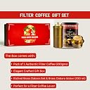 Toffee Coffee Roasters | South Indian Filter Coffee Gift Hamper| FC + Brass Dabara Set + Brass Coffee Maker | Corporate Bulk Gifting |Gift gallery image