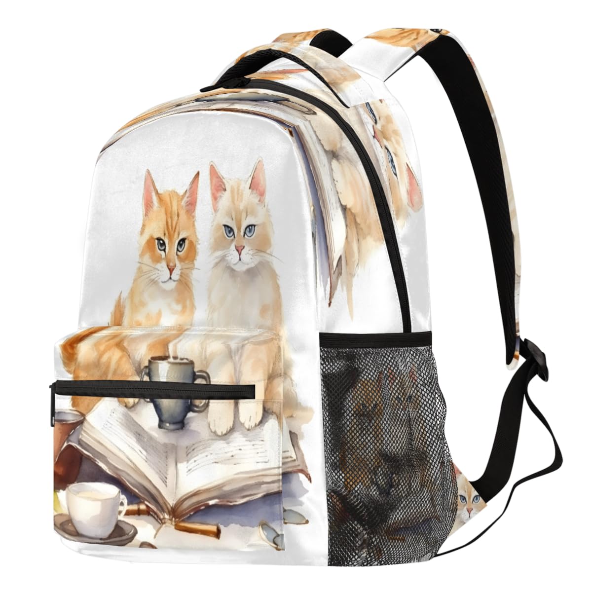 Sac à dos d'ordinateur portable chat aquarelle imperméable et léger - 8