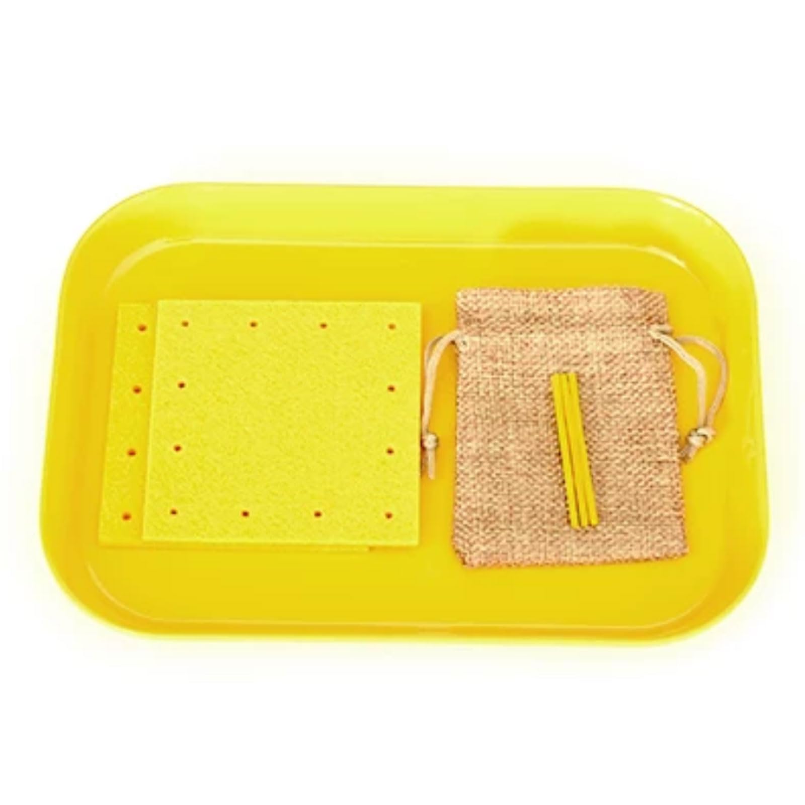 ttnmrc Montessori Pegging Board Toy, Geometric Shape Pegboard Set with Wooden Sticks, Hand-Eye Coordination Fine Motor Skills,yellow
