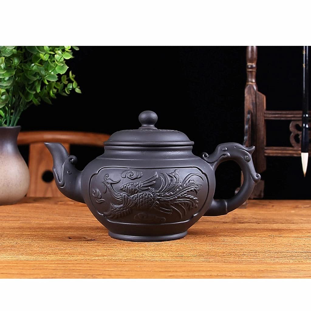 Tetera De Arcilla Púrpura Tetera De Arcilla Púrpura Tetera De Seis Piezas Juego De Bandeja De Taza De Té Juego De Té De Kung Fu Patrón Exquisito Tetera Hecha A Mano Para El Hogar Tetera (Color : Bla