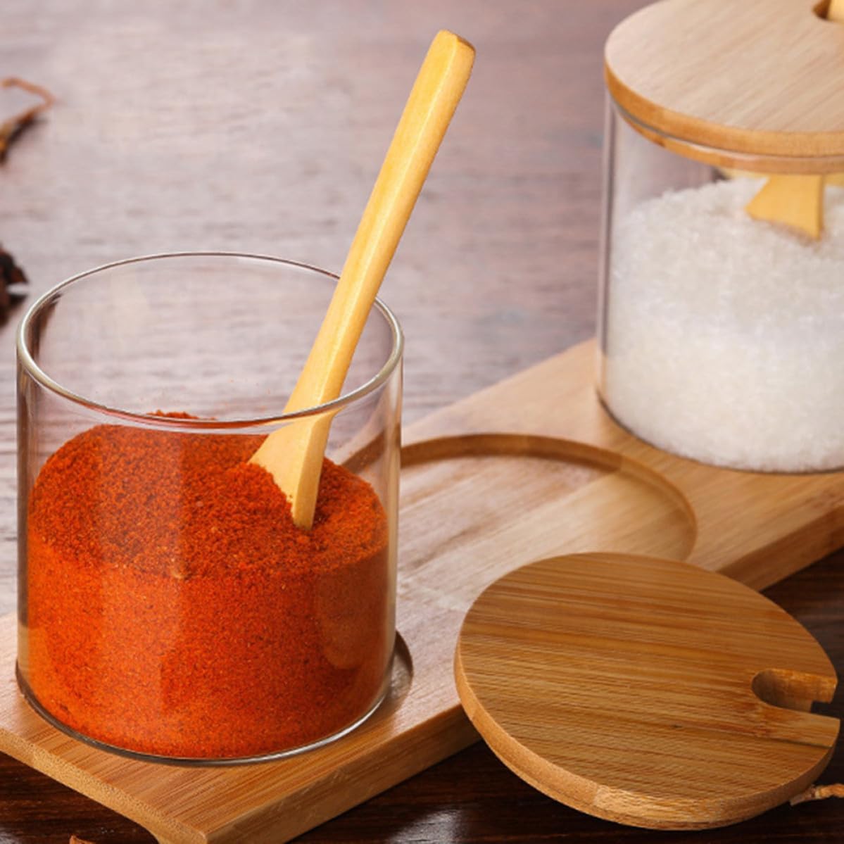 6pcs Small Wooden Condiment Scoop Coffee Tea Sugar Spoon Set
