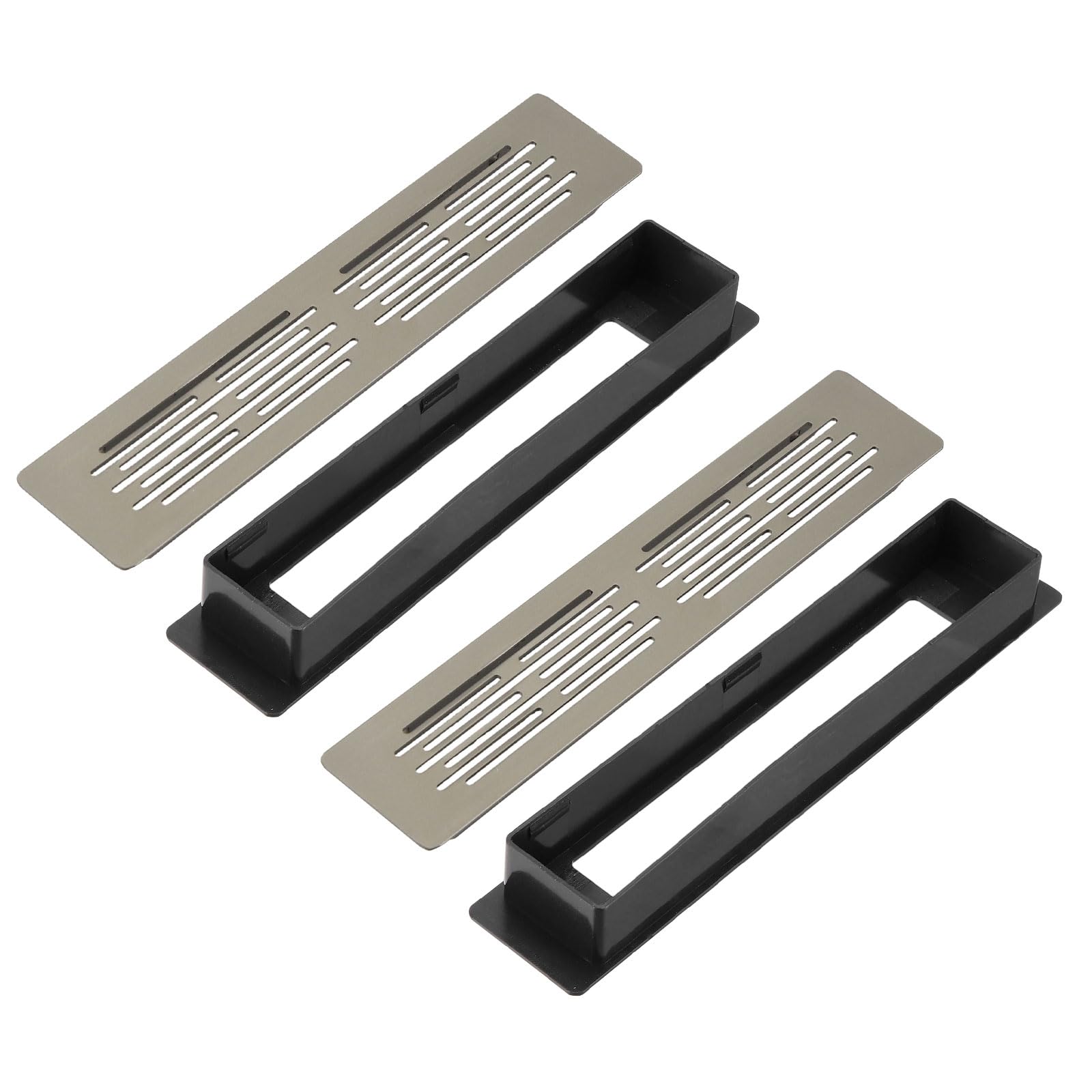 sourcing map 2PCS Door Vent Covers, 6.5 x 1.3 Inch (L x W) Two Sided Ventilation Grille Rust-Proof Aluminum Grille for Cabinet Kitchen Bathroom Bedroom(Openings 5.9 x 1.1 Inch),Grey