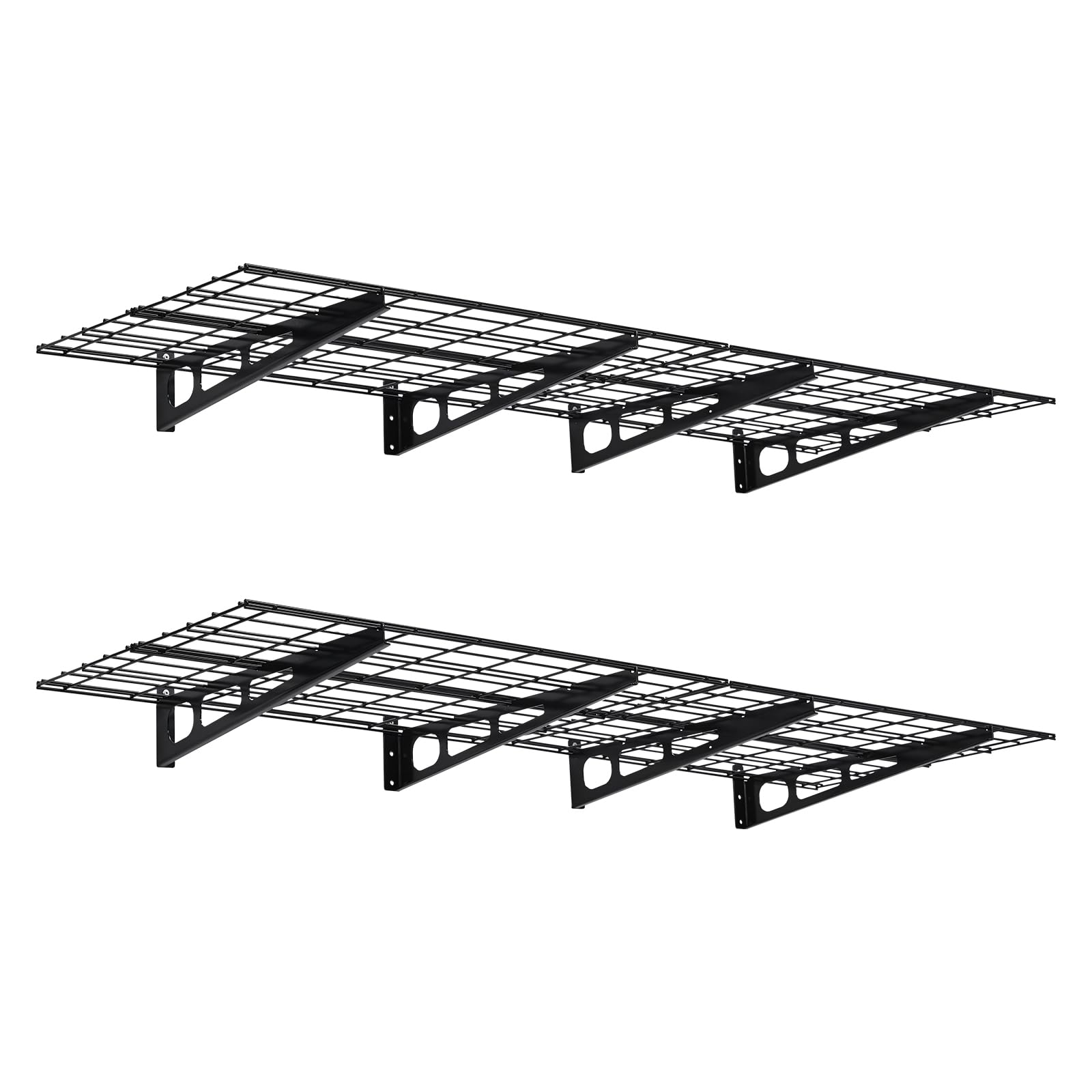 ExploreHorizon 2 Pack Garage Wall Shelf 75x24 Inch Heavy Duty Wall Mounted Storage Shelves with Hooks, 800lbs Total Capacity for Garage Organization