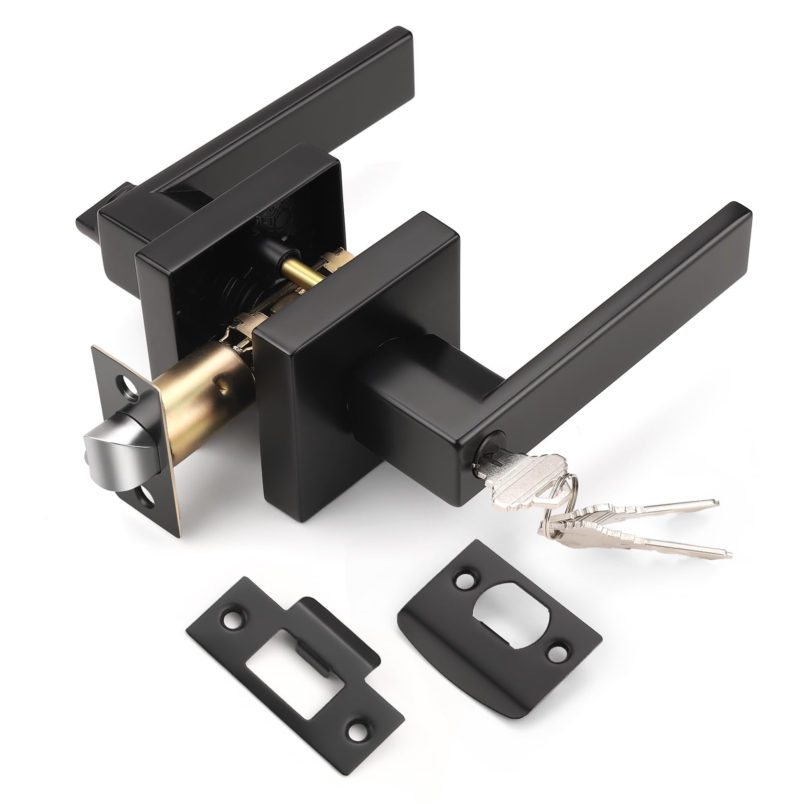 KNOBWELL Matte Black Privacy Door Knobs - Lock Included -18