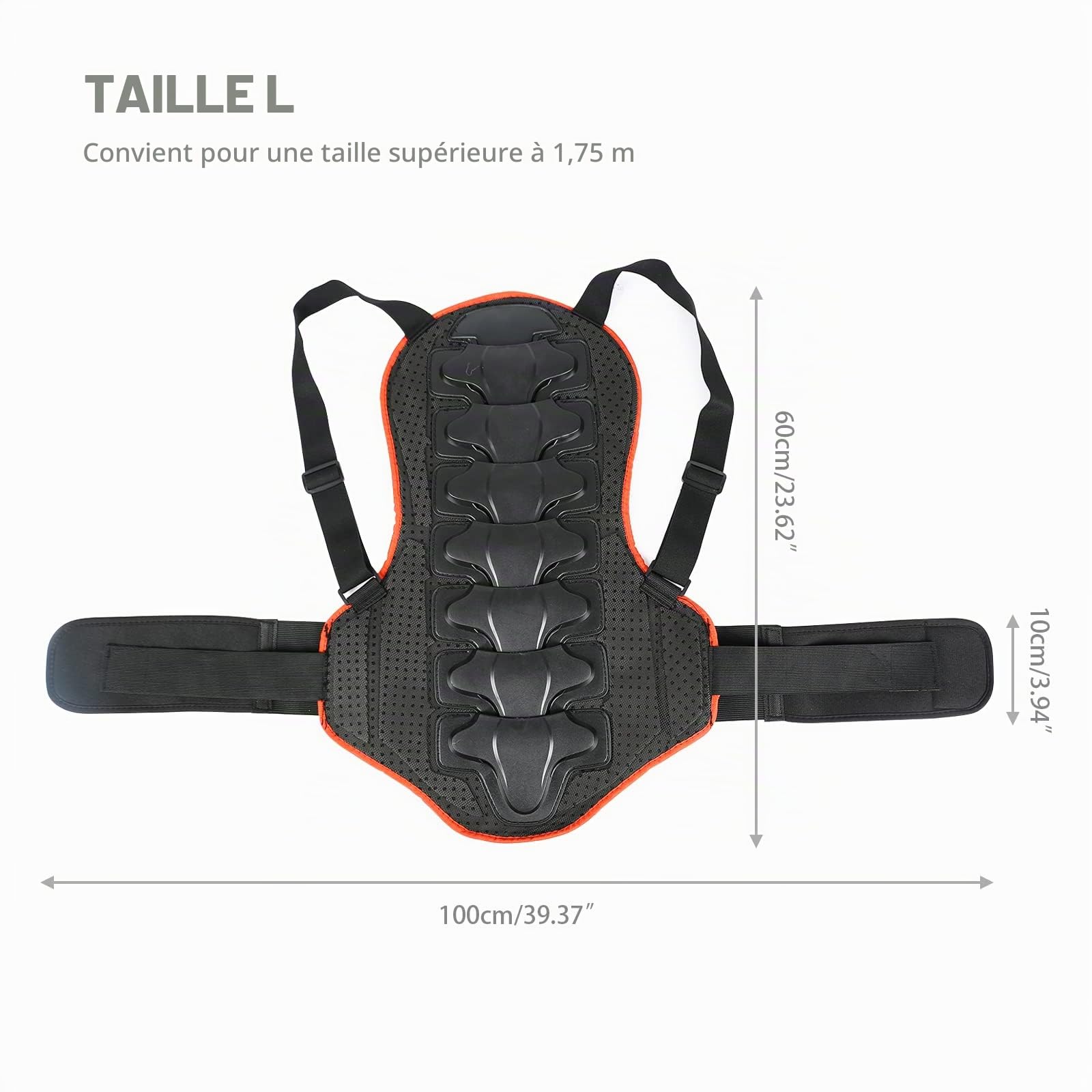 Protection dorsale moto taille universelle homme femme gilet de protection pour moto, ski, snowboard