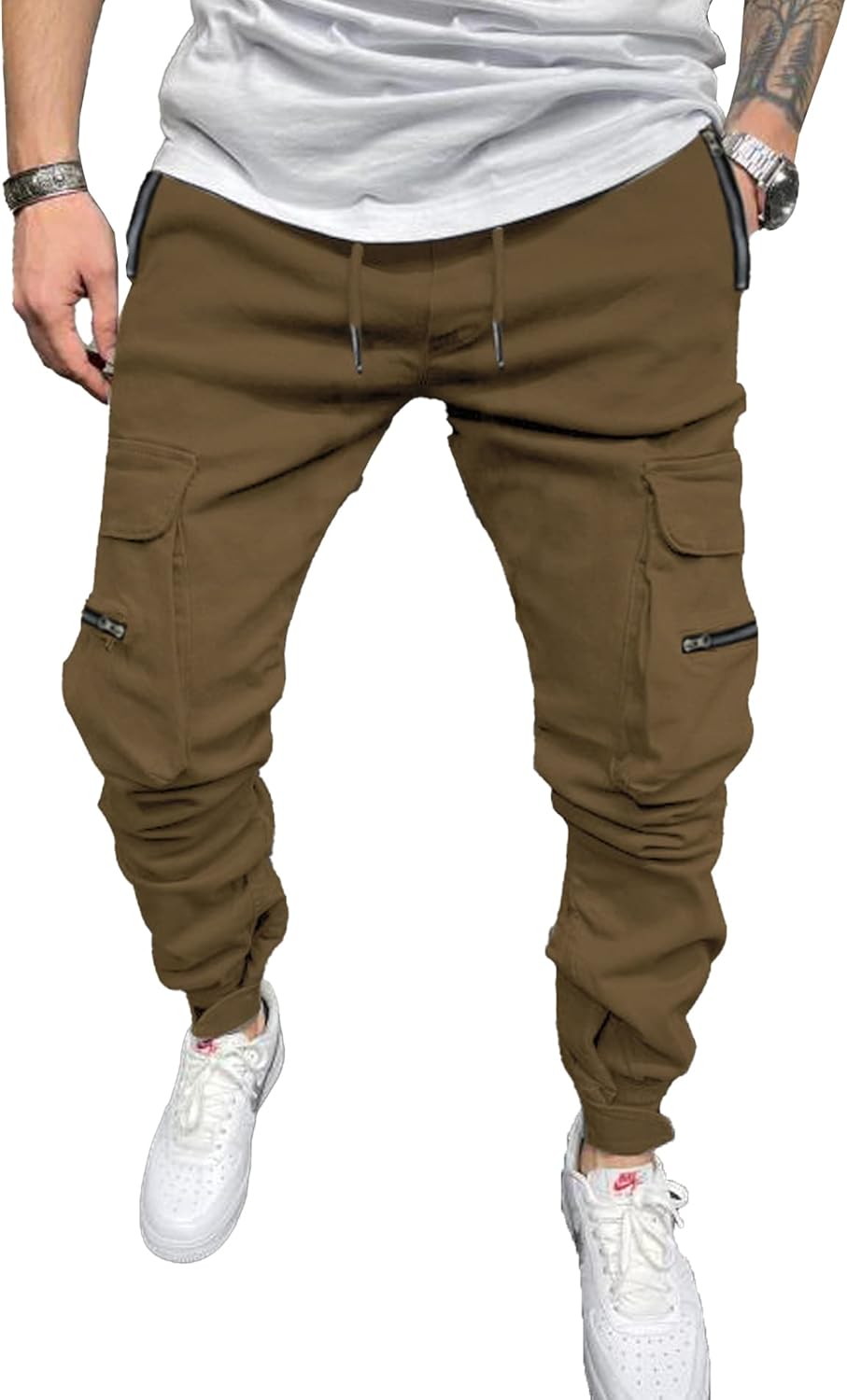 Pantaloni Cargo Uomo SOMTHRON - Cotone, Coulisse, Tasche Multiple, Sportivi E Casual - Foto 6