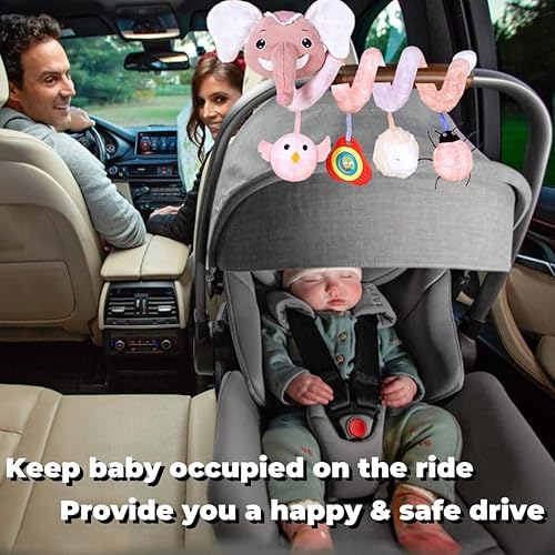 Miniatura 12 de Juguetes para asiento de automóvil, juguete para bebé de 3 a 6 meses, juguete de actividad en espiral para bebés de 0 a 3 meses, juguetes