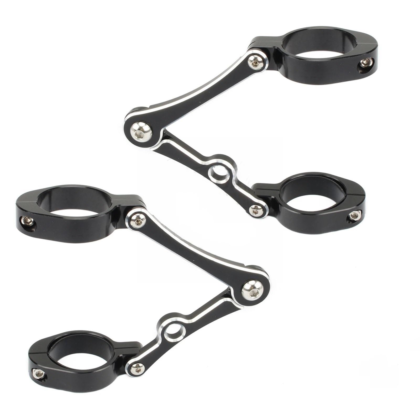 Poausjwy 58Mm Black White Rack Roll Cage Motorcycle Headlight Mount Bracket Clamp Fork Tube Spotlight Holder Universal Fit For Harley Dyna(58Mm Black White)