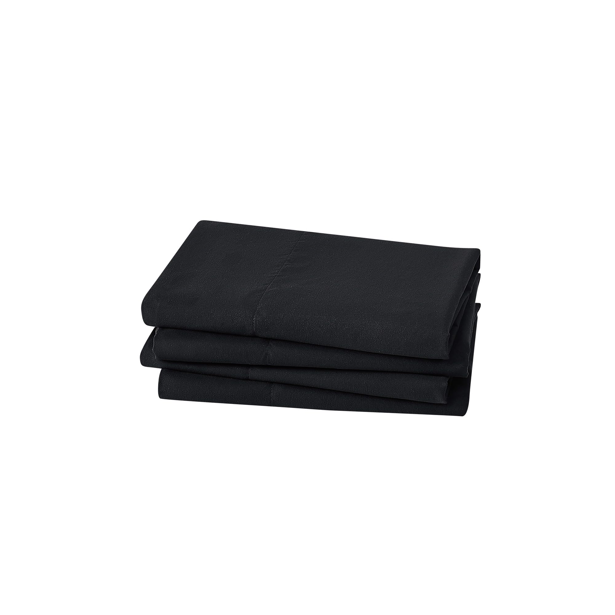 Truly Soft Everyday Paquete de 4 Fundas de Almohada estándar, Color Negro, temática de Color sólido, Ropa de Cama para Adultos, Certificado Oeko-Tex