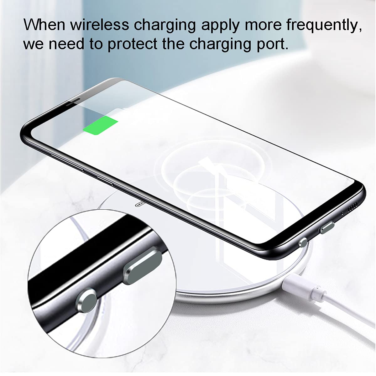 VIWIEU USB C Dust Plugs Charging Port Cover Caps with Cable Protectors 2 PCS Compatible with iPhone 16 15 Pro Max Samsung Galaxy S25/S24/S23/S22/S21/S20+ Ultra/Z Flip 6/Z Fold 6 Pixel OnePlus (Gray) 4