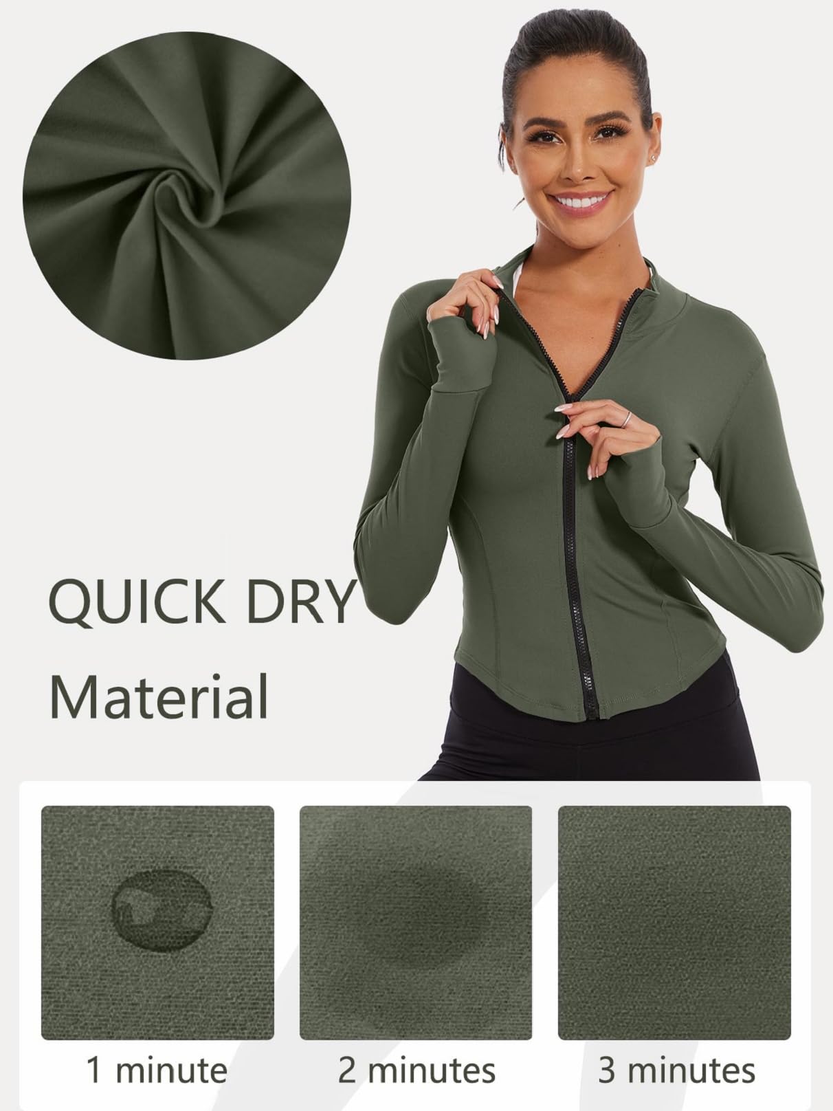 Yutdeng Chaqueta de entrenamiento para mujer, chaqueta de yoga ajustada, camisa deportiva, manga larga, chaqueta deportiva sin capucha, chaqueta deportiva con cremallera, chaqueta para correr, fitness