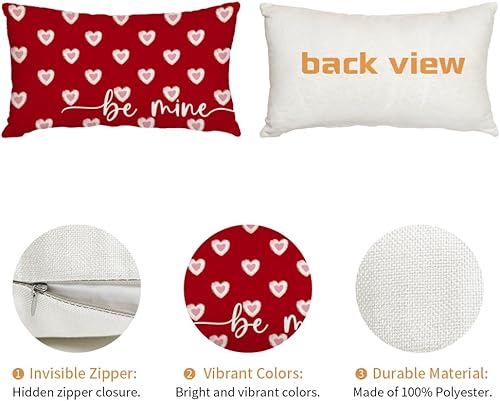 Miniatura 6 de AACORS AA334-12 - Funda de almohada para el día de San Valentín de 12 x 20 pulgadas, decoración de corazones con texto en inglés Love Hearts Be