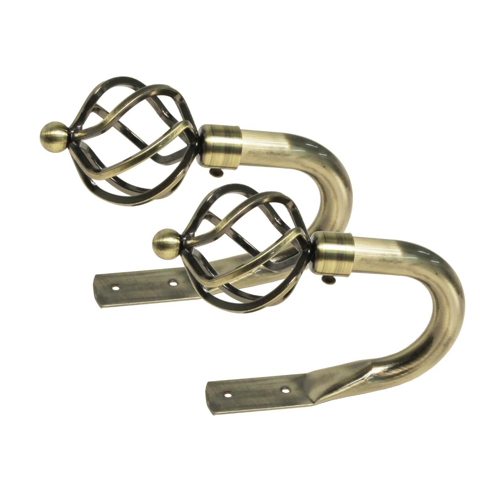 Kestral Antique Brass Curtain Hold Backs 2 X Metal Curtain Holdback Decorative Drapery All Fixing Inc (Metal Cage )