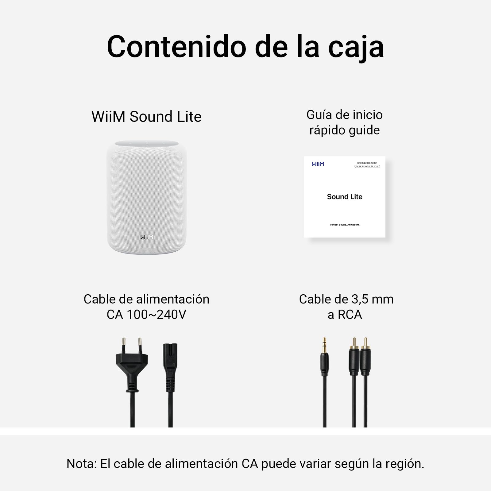 WiiM Sound Lite, Altavoz Inteligente multiroom inalámbrico, Blanco | Altavoz inteligente de alta fidelidad con audio Hi-Res, ajuste RoomFit, streaming multiroom y ecosistema WiiM ampliable
