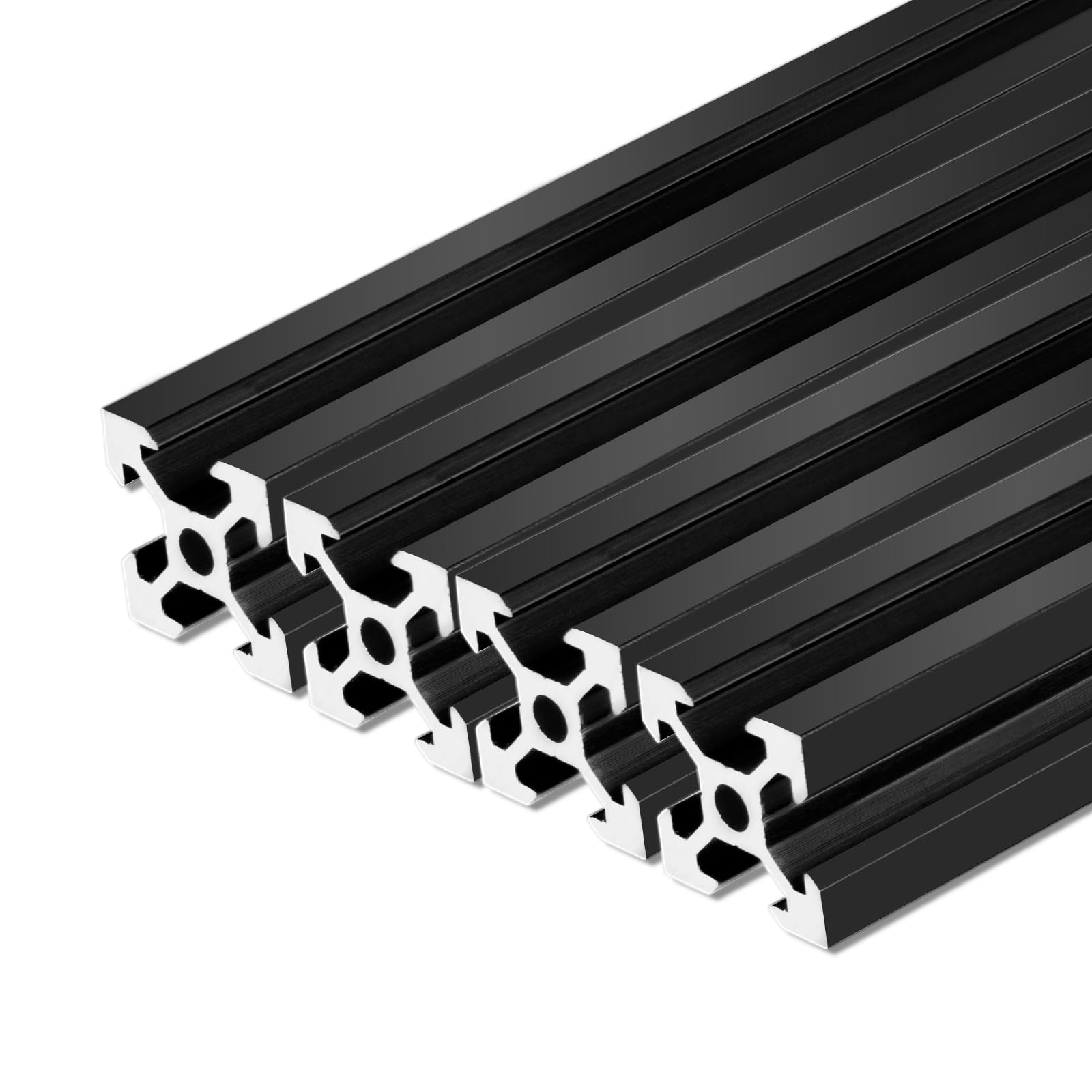 QNK 4pcs 700mm(27.56 ") V Slot 2020 Aluminum Extrusion European Standard Anodized Linear Rail for 3D Printer Parts and CNC DIY Black