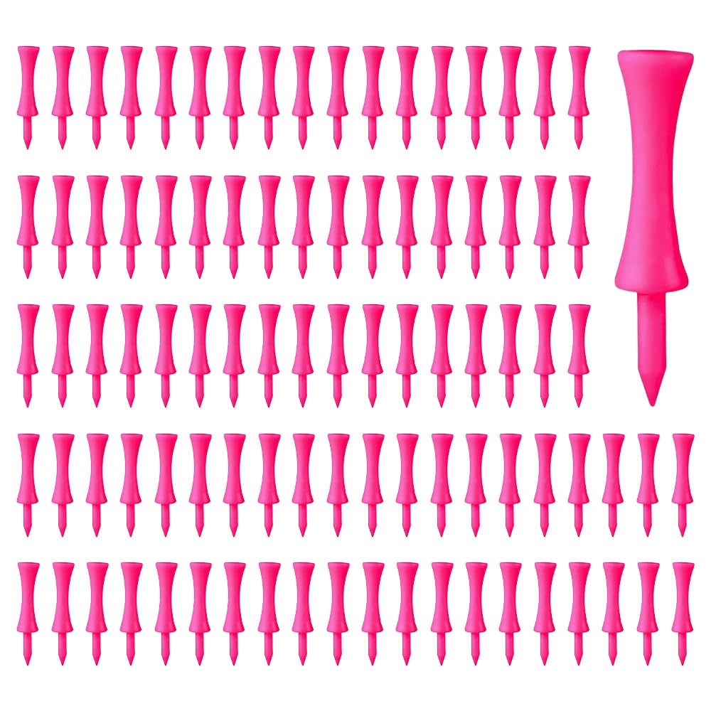 100‑Pack Pink Castle Golf Tees, 57mm Durable Plastic Step Down Golf Tee