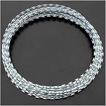 Razor Barbed Wire 1 Coils - Galvanized Steel Barbed Wire - Clipped Concertina Helical Wire Roll - Galvanized Steel Razor Wire Fencing Color Silver, Size 30m