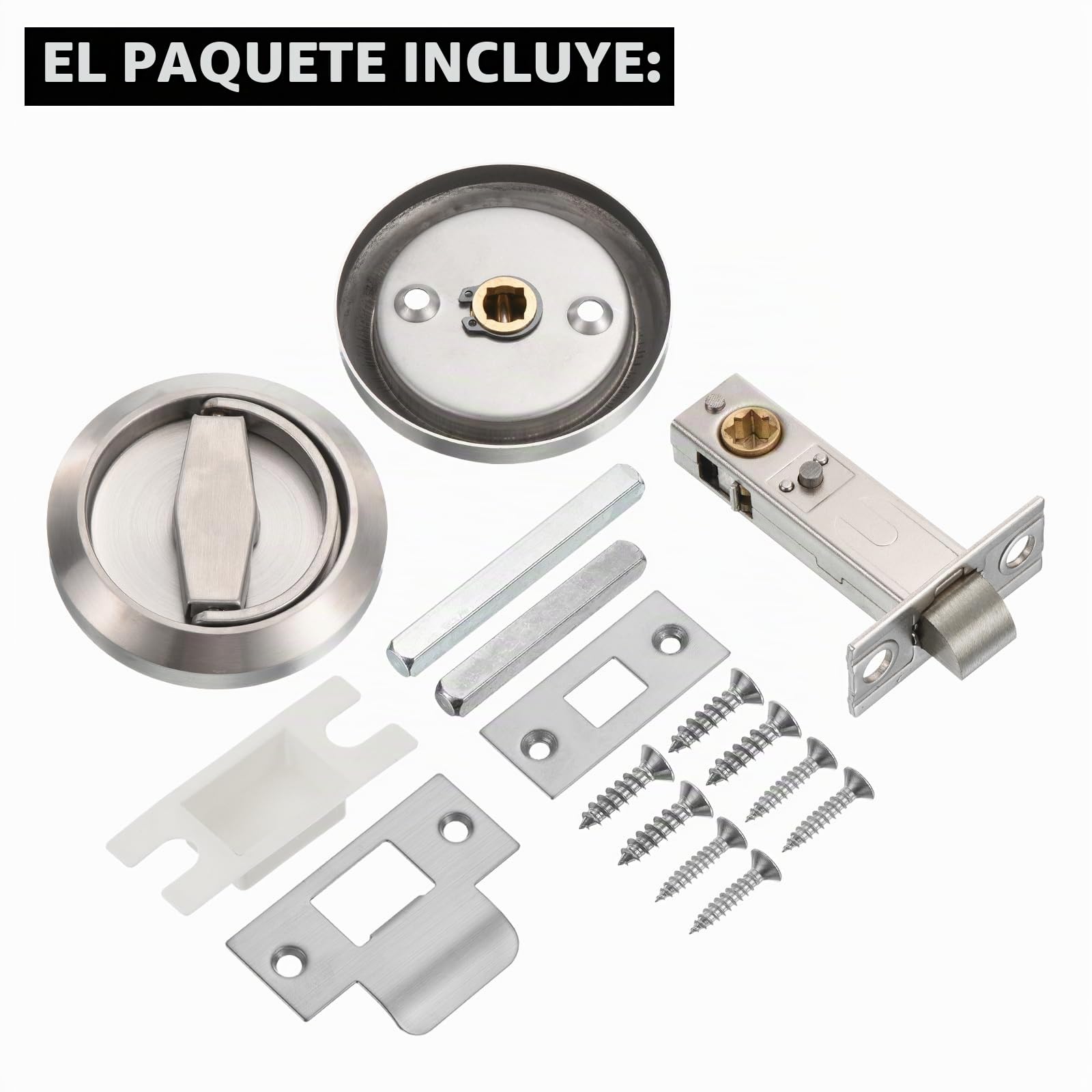 PATIKIL Redondo Empotrado Puerta Cerradura Oculto Empotrado Copa Plata | Puerta Manija, Muebles Tirones Cierre Perilla, Inoxidable Acero 304, para Privacidad Bolsillo Puerta