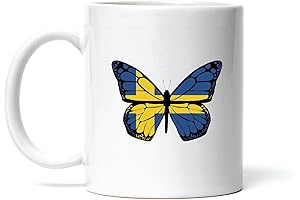 Butterfly Flag Emblazoned Coffee Mug: A Sip of Swedish Pride