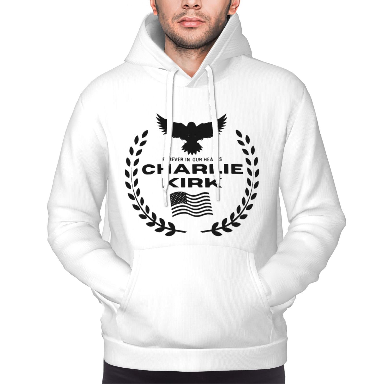 Peiyeety Unisex Black Rip Charlie Kirk Hoodie Charlie Kirk Forever In Our Hearts Men's Sweatshirt M