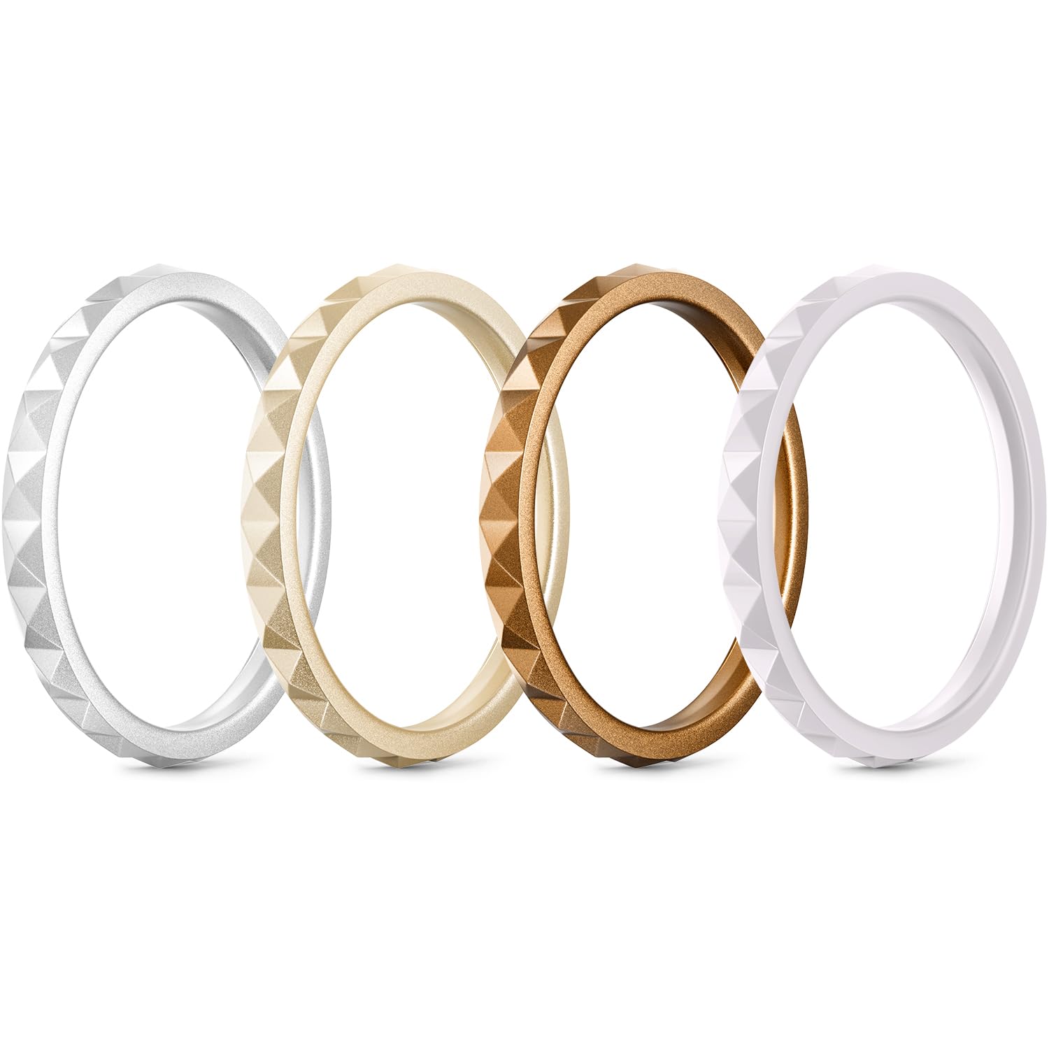 Egnaro Silicone Wedding bands women, Stackable Silicone Ring style