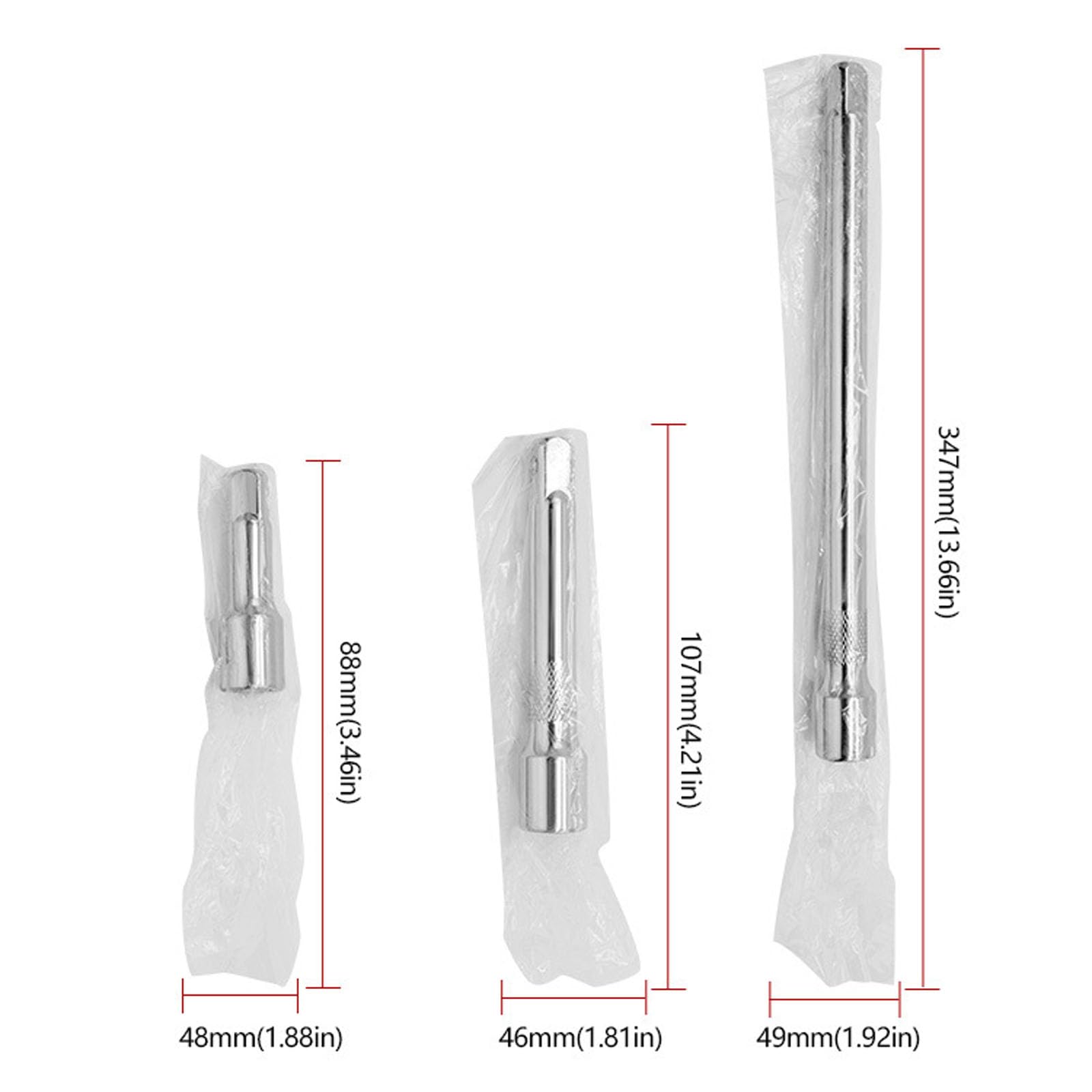Set Prolunghe Per Chiave A Bussola 1/2" - 3 Pezzi (3,5,10 Pollici) Acciaio Cromato
