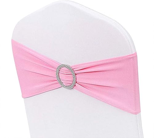 Miniatura 10 de Albassa Bandas elásticas para sillas de elastano con hebilla deslizante para decoración de fiestas de boda (dorado, 50 unidades)