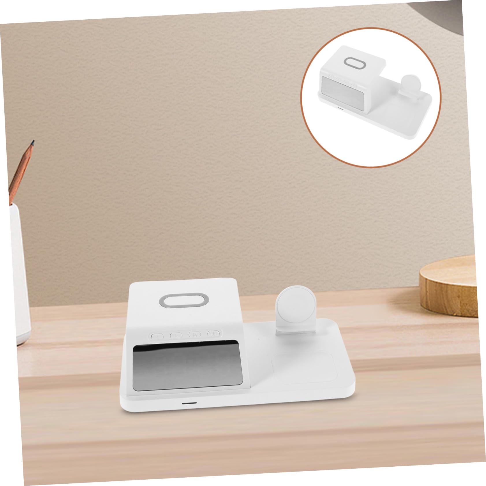 15w Cargador Inalámbrico con Reloj de Pared Soporte de Carga Carga Rápida para Teléfonos para Mesita de Noche para Dormitorio
