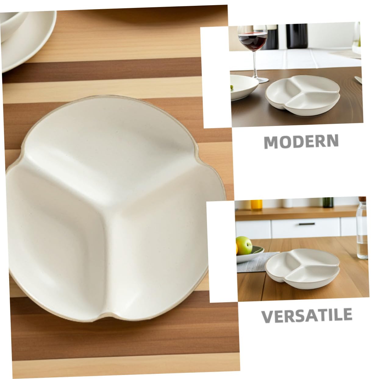 Céramique Assiette en 3 à Compartiments Divisée Blanche pour Famille
