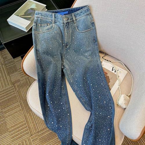 Rhinestone Jeans Men Y2k All Over Rhinestone Jeans Men Shiny High Waisted Straight Leg Denim Pants Loose Fit2