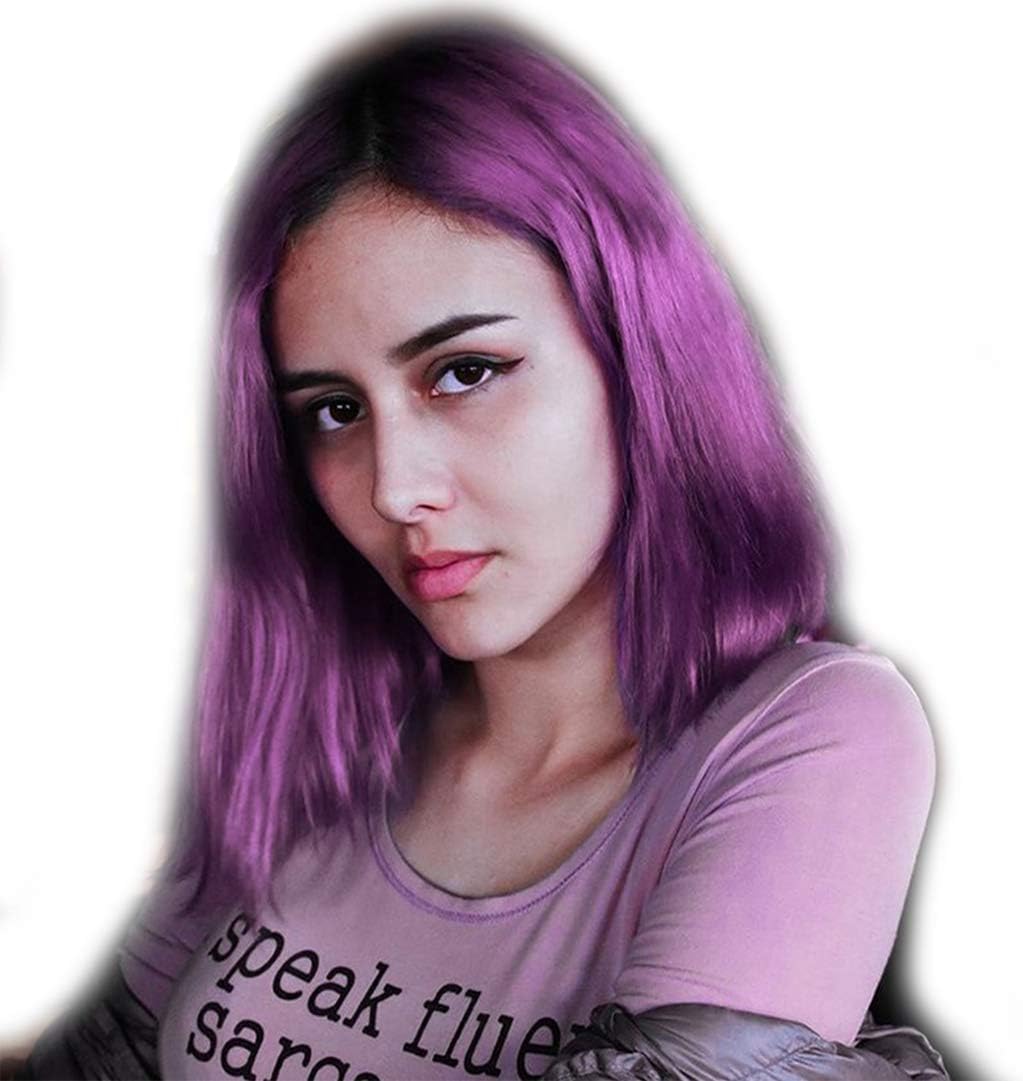 NIUDINNGWomen Short Colorful Bob Wig Short Purple Hair Wig Lace Frontal Remy Hair Wig Pre Plucked Soft Virgin Hair Glueless 130% Density Short Bob Wig Color Purple 12 inch NIUDINNG