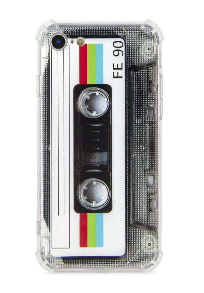 FAteam Case for iPhone SE (2022/2020) & iPhone 7/8 with Reinforced Corners TPU Soft Bumper Anti-Scratch Back Retro Cassette