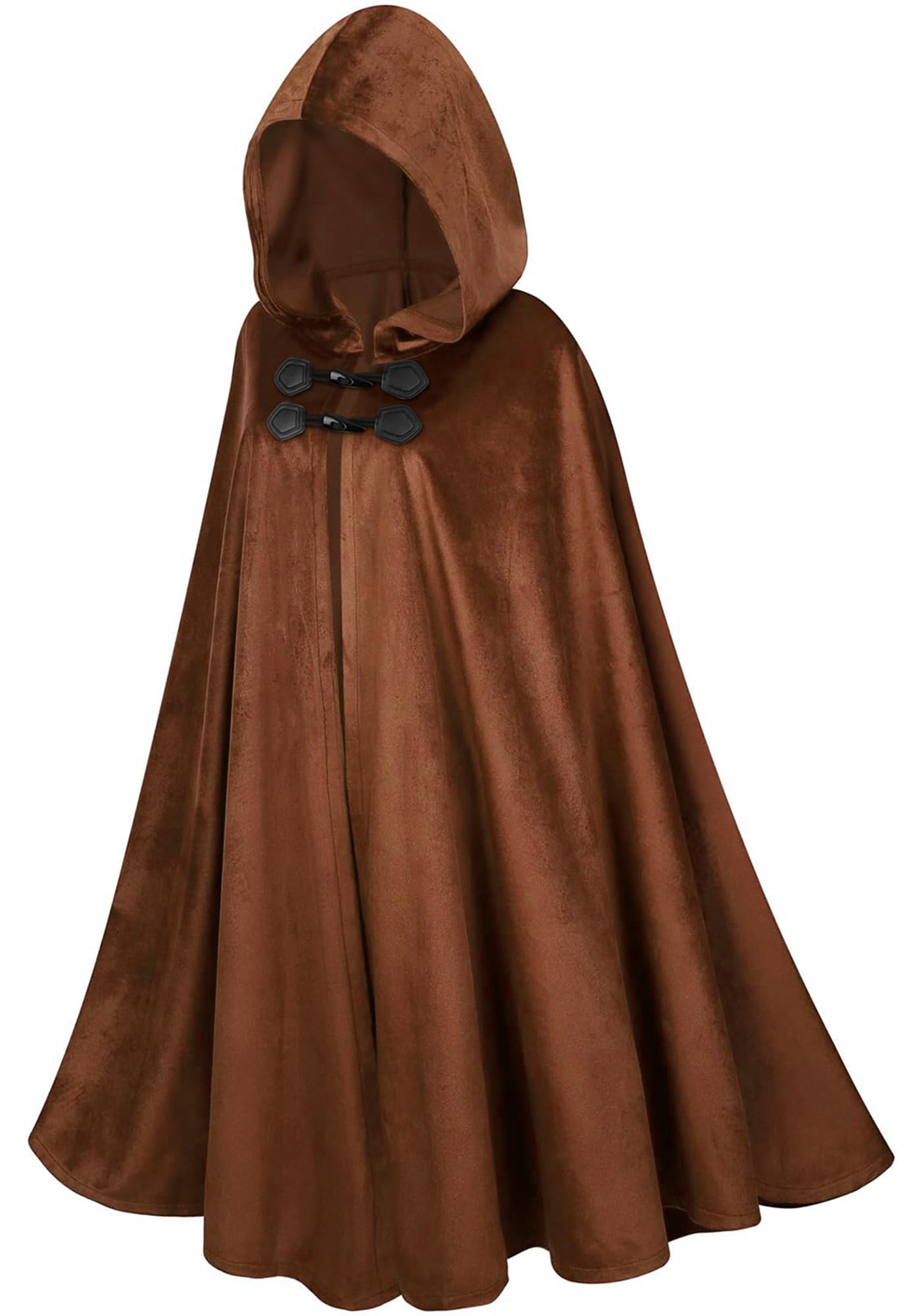 Ausing Adult Medieval Halloween Costume Women Grim Reaper Hooded Cape With Hood Men Cosplay Witch Cloak Adults Fancy Dress Vampire Costumes Long Wizard Robe Accessories Capes Outfit Dresses Brown M