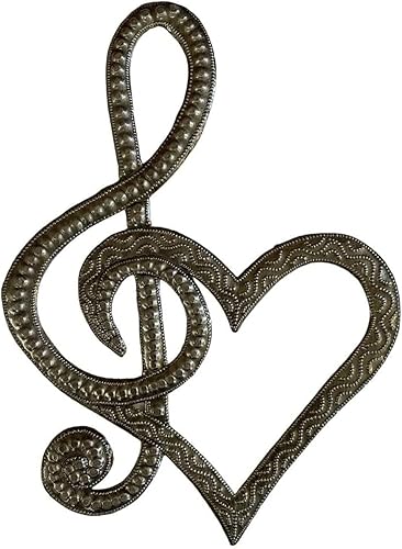 Amor y música, placa de notas musicales, arte metálico haitiano, comercio justo, hecho a mano, 8 x 6 pulgadas, ideas de regalo, nota musical,