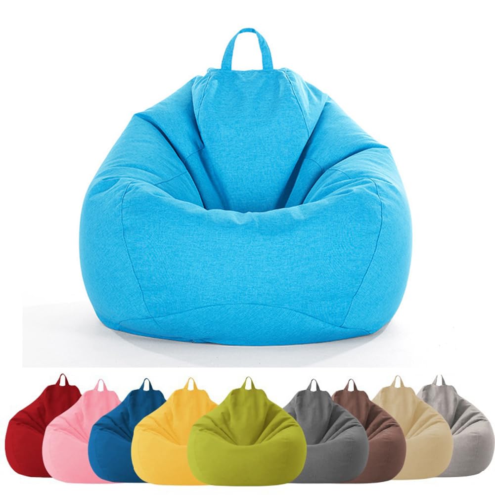 MOTTK Bean Bag Chair Cover(No Filler) Lazy Lounger Beanbag Storage Chair for Reading Sleeping,Stuffed Animal Storage Bean Bag Cover with Stuffable Zipper (Sky Blue,80x90cm) — image 1