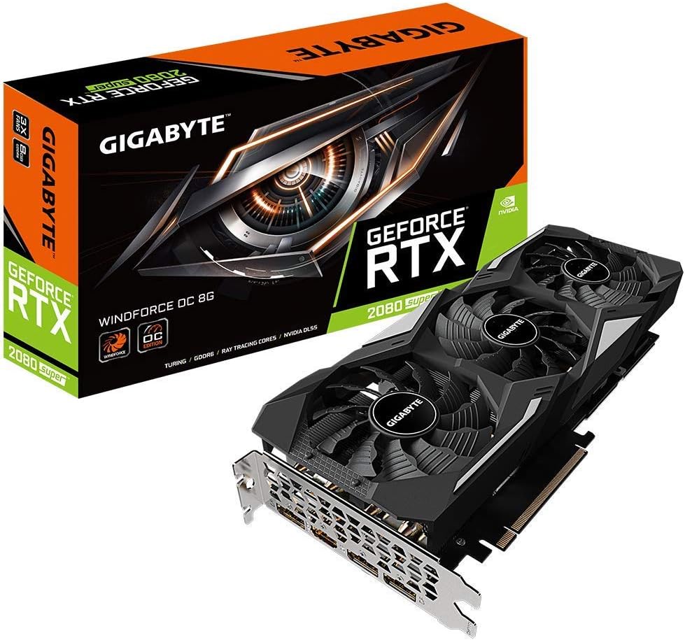GIGABYTE GeForce RTX 2080 Super Windforce OC 8G Graphics Card, 3X Windforce Fans, 8GB 256-Bit GDDR6, Gv-N208SWF3OC-8GD Video Card (Renewed)
