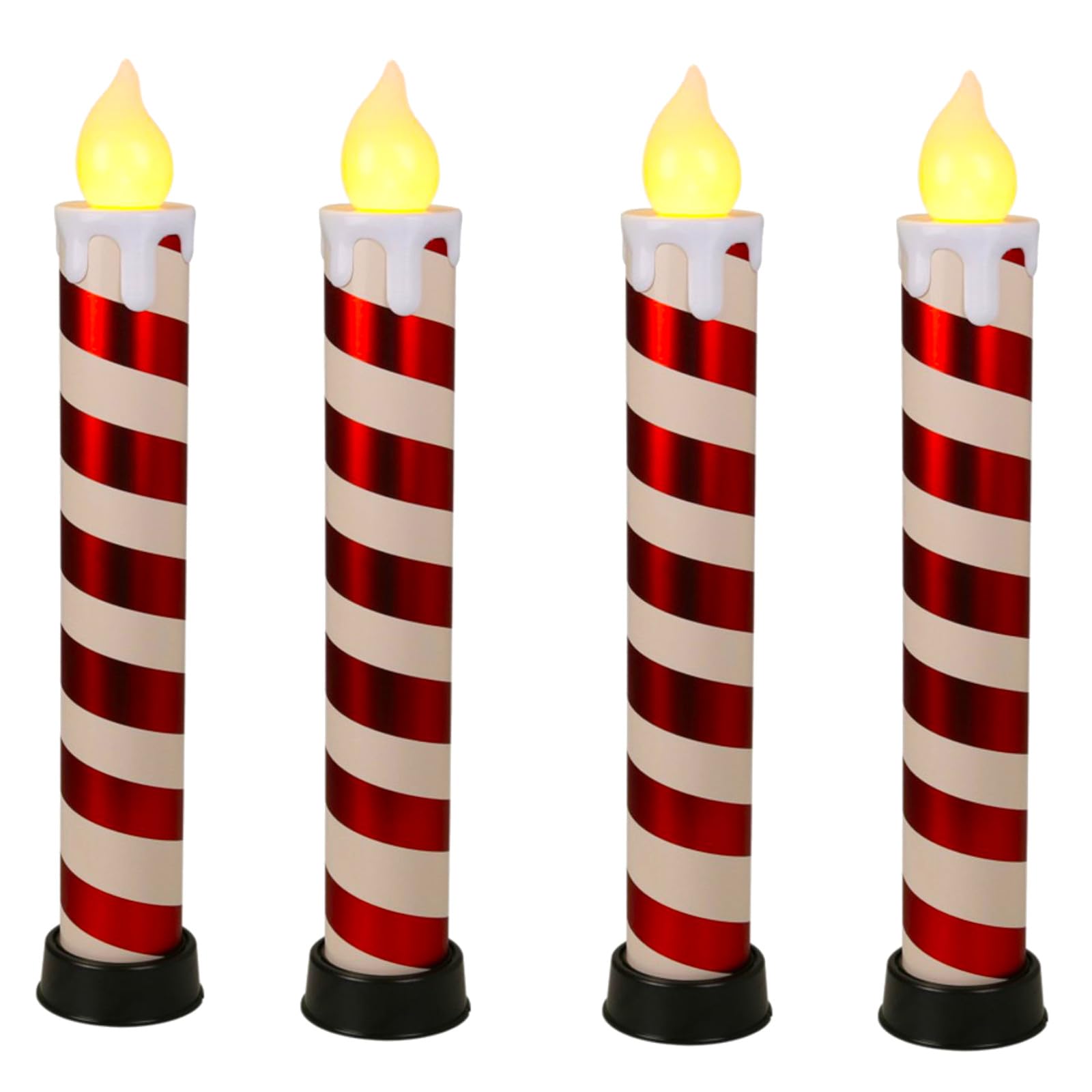 LED Candy Kerze 83 cm 4er Set XXL Zuckerstange Timer Outdoor Weihnachten