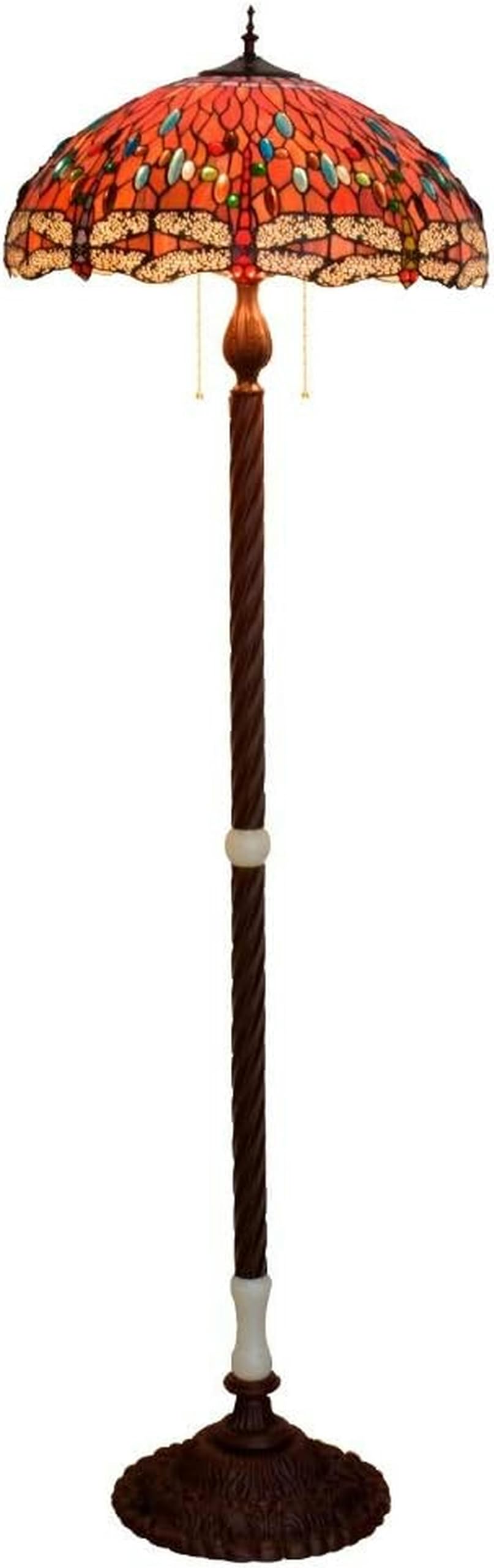 IUokLU Tiffany Floor Lamp 50CM Stained Glass Large Living Room Dining Room Floor Lamp Bar Red Bottom Dragonfly Jade Classic Villa, Exhibition Hall, Decorative Lamp, Coffee Base Clubhouse, Lobby, Re