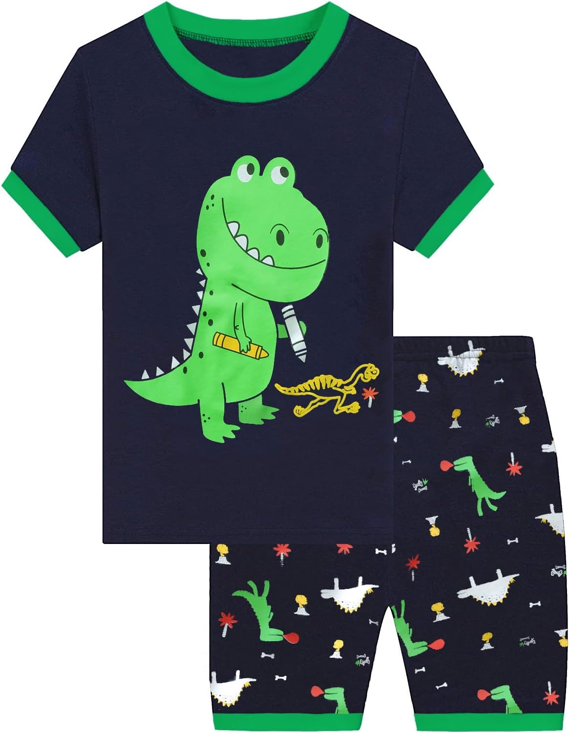 Little Hand Toddler Boys Pajamas Monster Truck Pjs Kids Dinosaur Short Sets Summer Sleepwear for Boy Jammies 2-7 Years