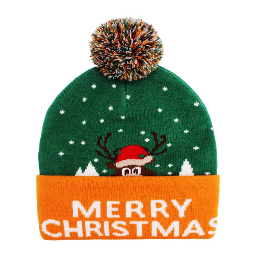 Enrwin Women and Men Autumn and Winter Happy New Year Knitted Hat Thick Soft Warm Chunky Beanie Crochet Beanie for Christmas