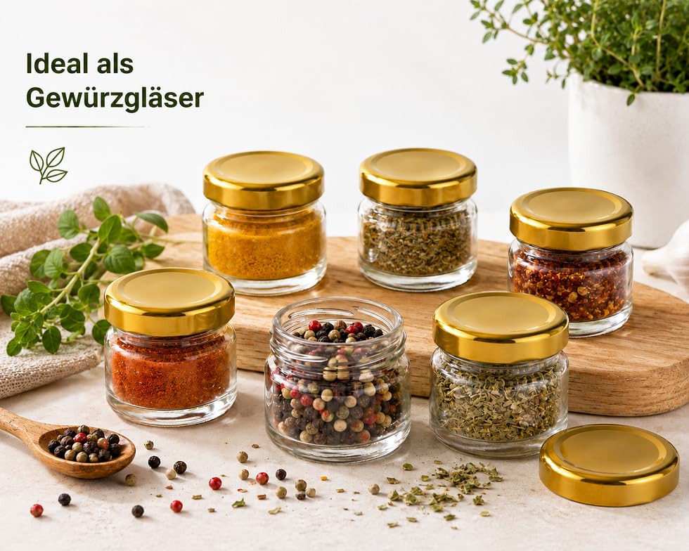 96 sztuk mini słoików 40 ml ze złotymi pokrywkami, małe słoiki na przetwory 46 x 43 mm, szklane pojemniki na dżem, miód, przyprawy, desery i prezenty dla gości