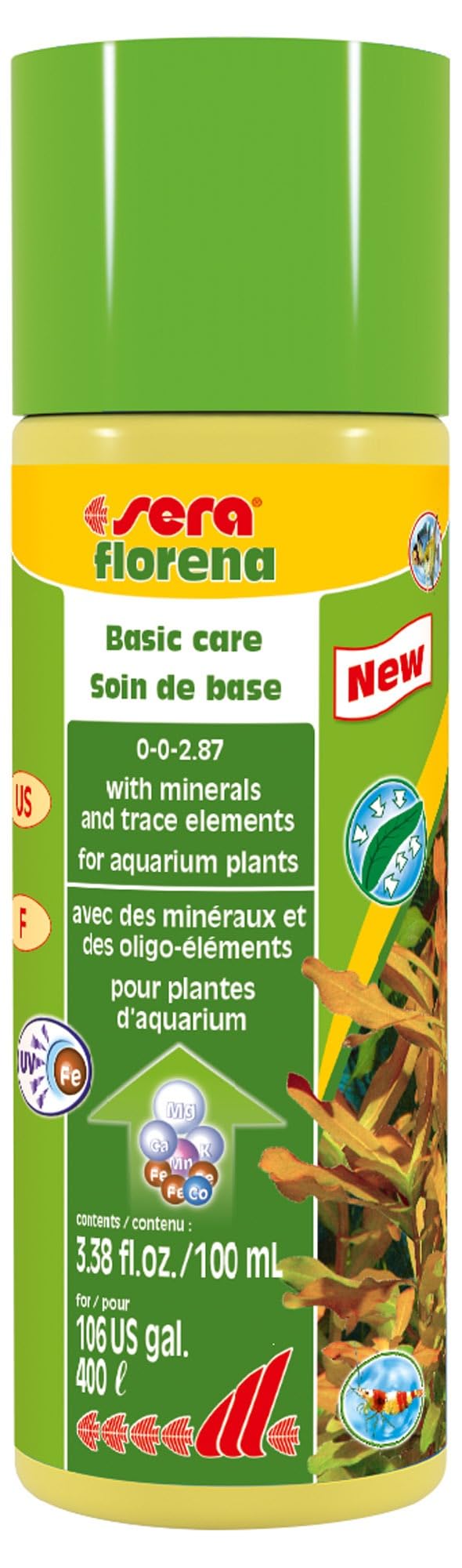 sera florena 100 ml | Flüssiger Aquarium Dünger für Aquarium Pflanzen | Basis-Pflanzendünger mit Eisen & Spurenelementen | Ohne Nitrat & Phosphat | Für gesunde Aquarienpflanzen | Aquariumzubehör