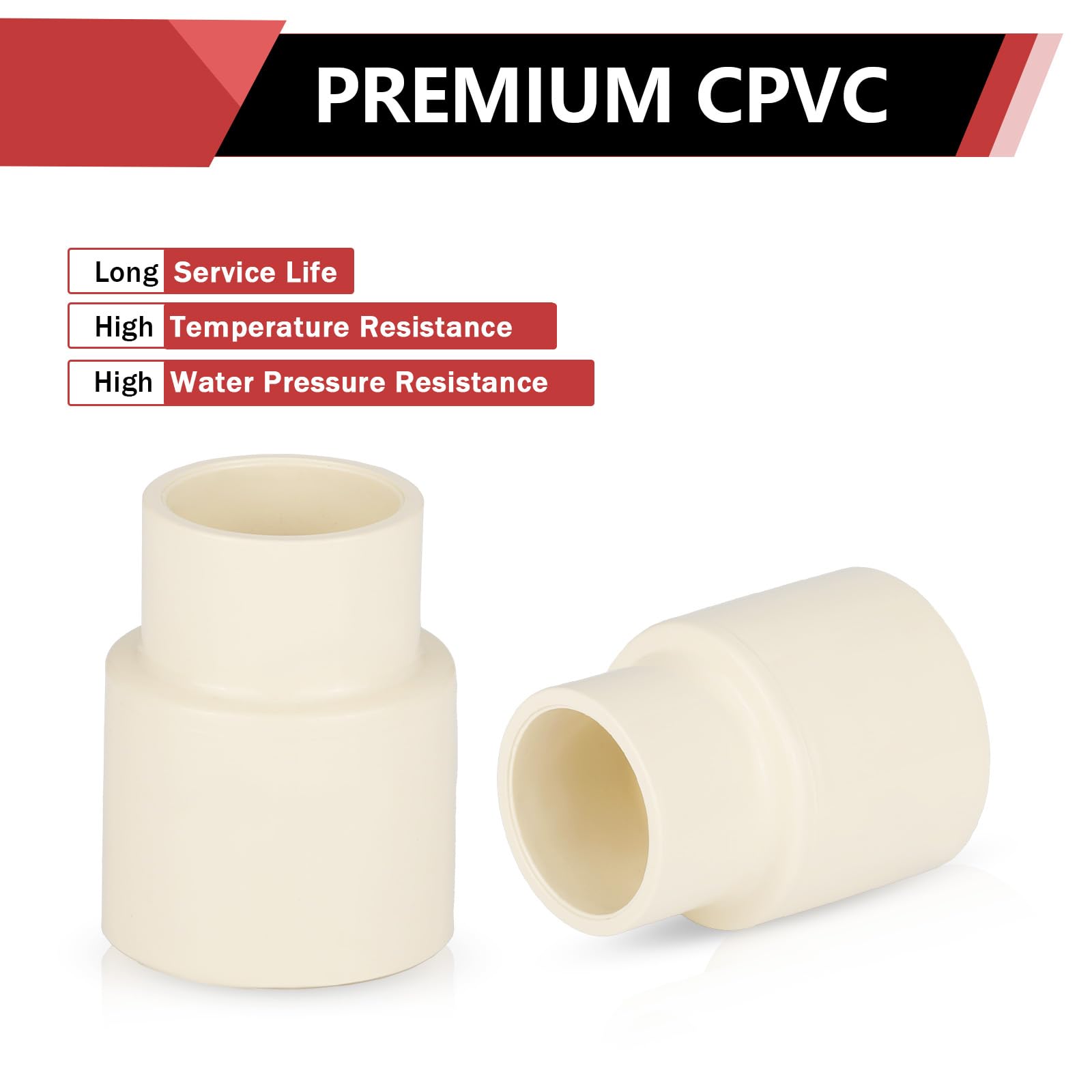 EFIELD - 100 raccordi per tubi in PVC da 1" x 3/4", accoppiamento antiscivolo (presa), per impianti idraulici di acqua calda e fredda, 100 pezzi