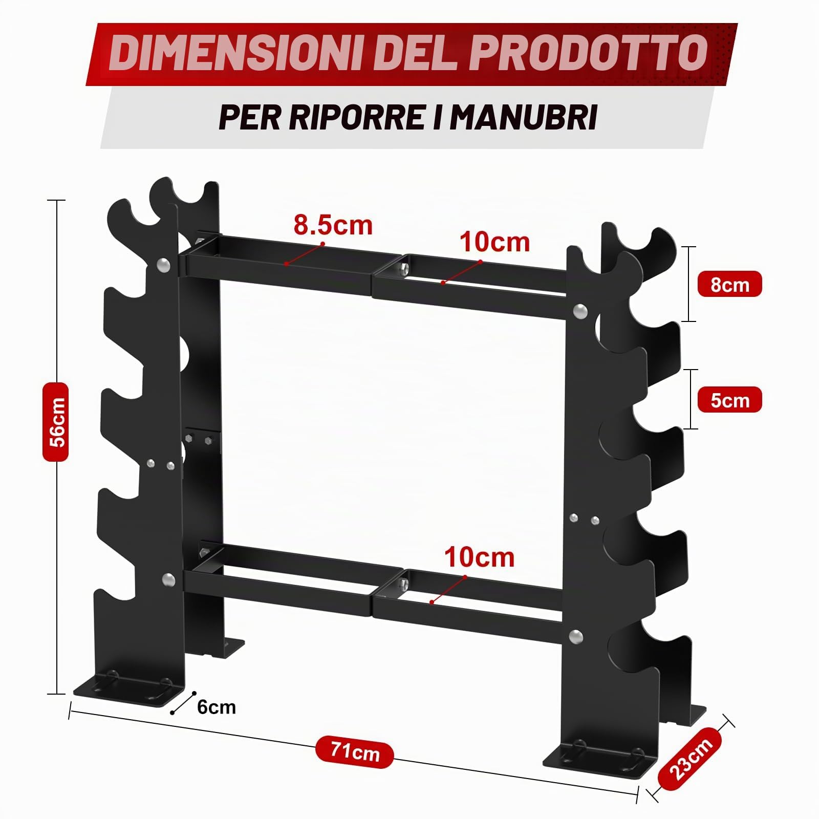 RELIFE REBUILD YOUR LIFE Rettangolo Manubri Rack Dumbbell Rack Manubri Supporto Peso Rastrelliera Pesi Porta pesi Palestra Casa