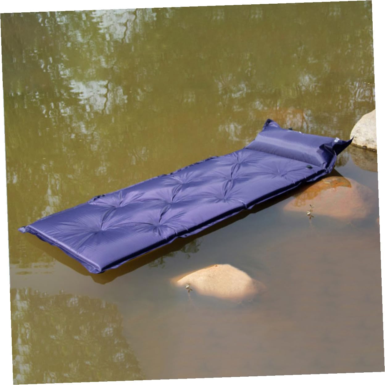 Colchón Inflable para Camping Portátil Material Confiable y Cómodo, Esterilla Autohinchable de Poliéster y PVC Adecuado para Picnic y Viajes al Aire Libre