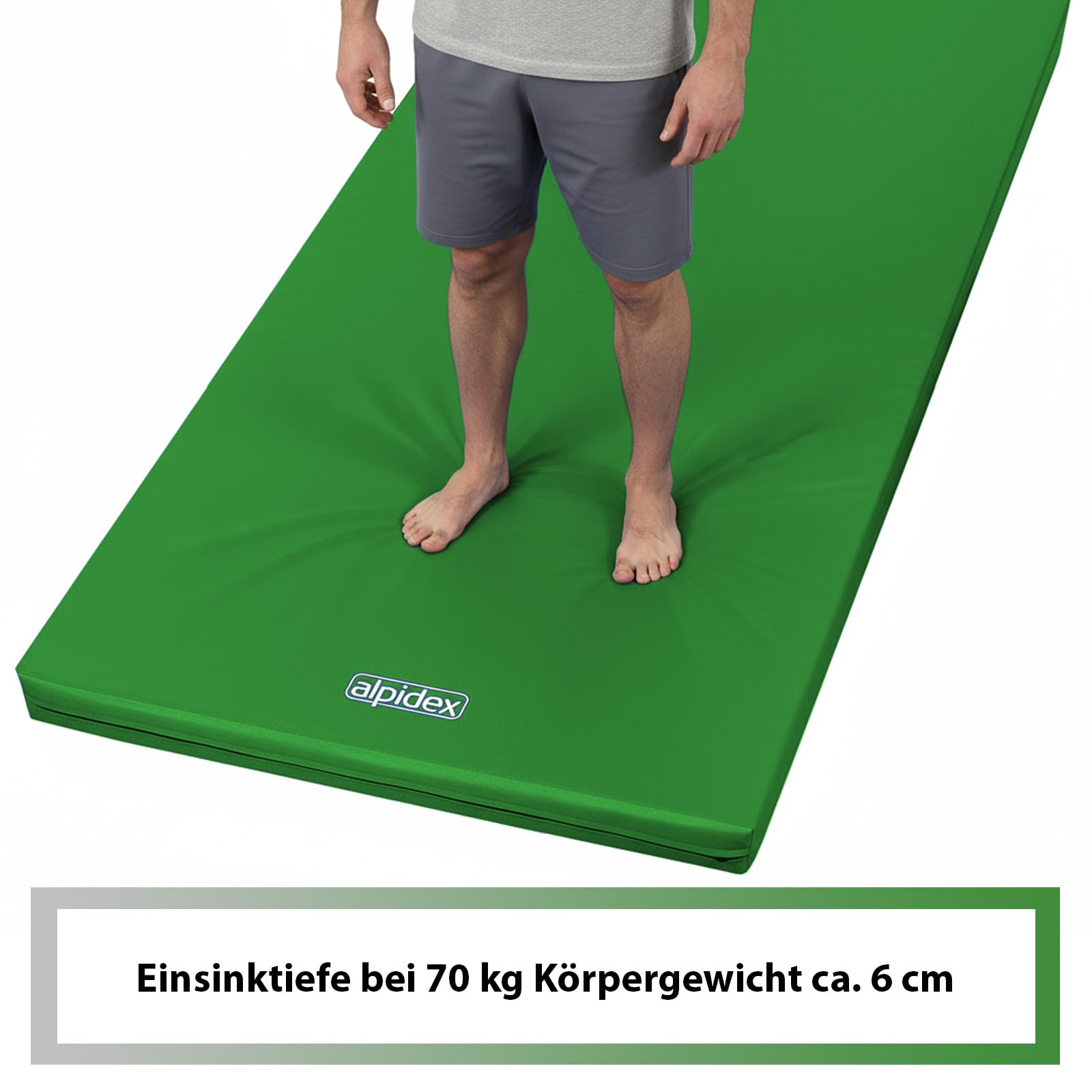 ALPIDEX Matte Turnmatte Sportmatte Gymnastikmatte 200 x 100 x 8 cm mit Antirutschboden RG 20 (sehr weich)