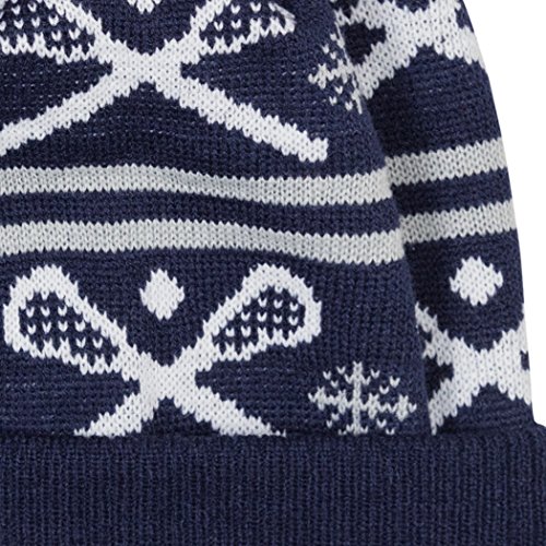 Navy with White Sticks Lacrosse Pom Pom Beanie Hat | Lax Hats by ChalkTalk Sports